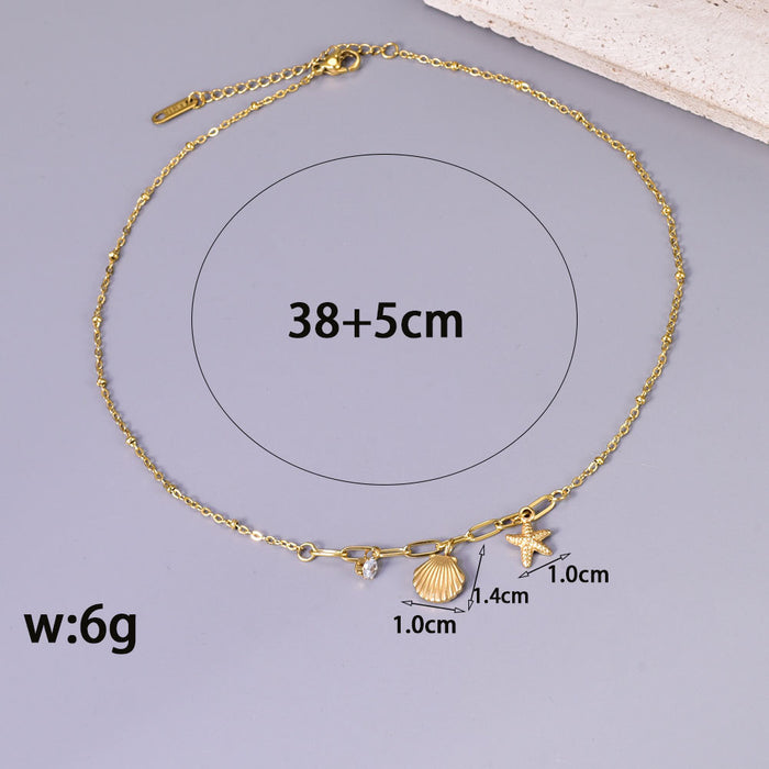 Wholesale Shell starfish water diamond necklace