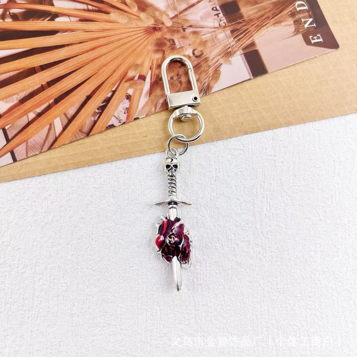 Wholesale Gothic style dark keychain pendant metal heart hot girl style palm bag cross pendant