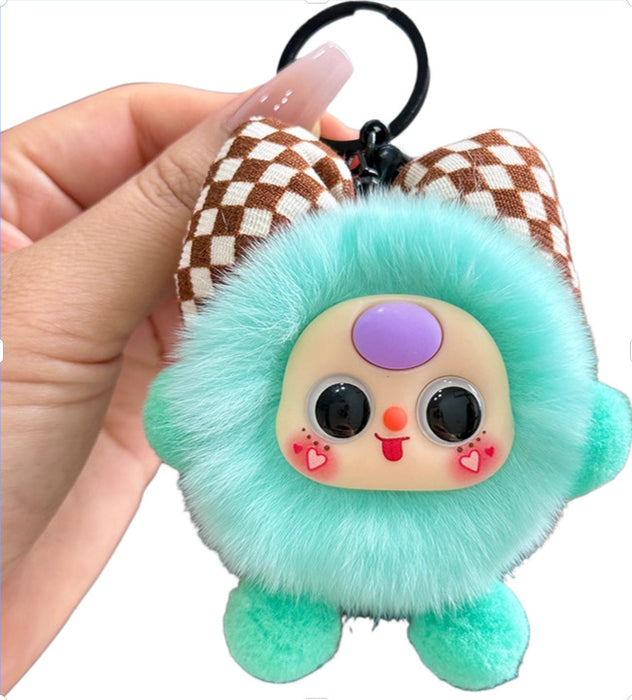 Wholesale Bowknot Small Coal Ball Fuzzy Keychain