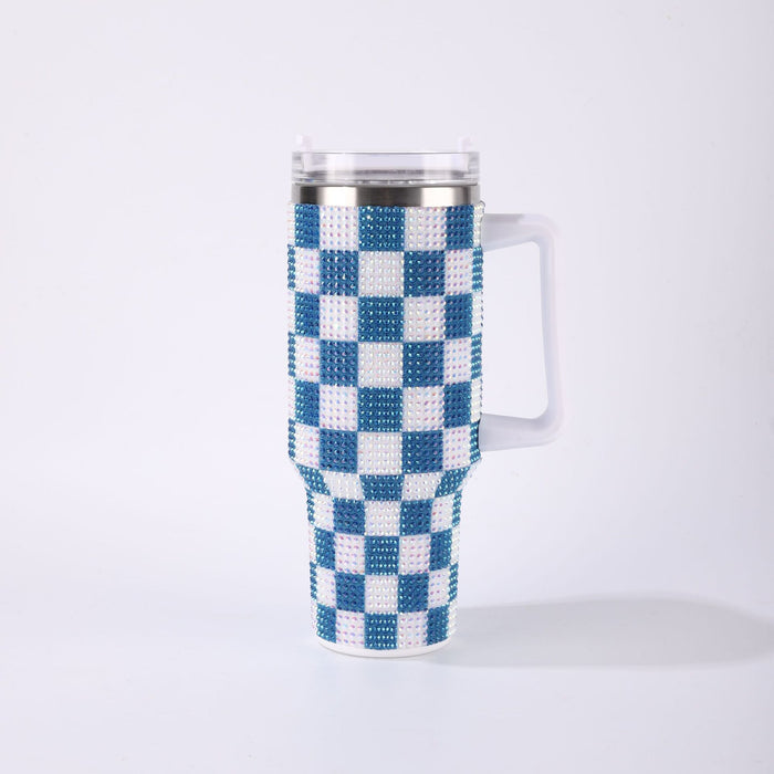 Wholesale Checkerboard Rhinestone 40oz Insulated Tumbler Stainless Steel
