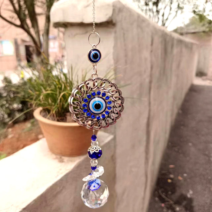 Wholesale Devil's Eye Crystal Sun Shop Dream Blue Eyes Diamond Mirror Ball Pendant Decorative Rearview Mirror