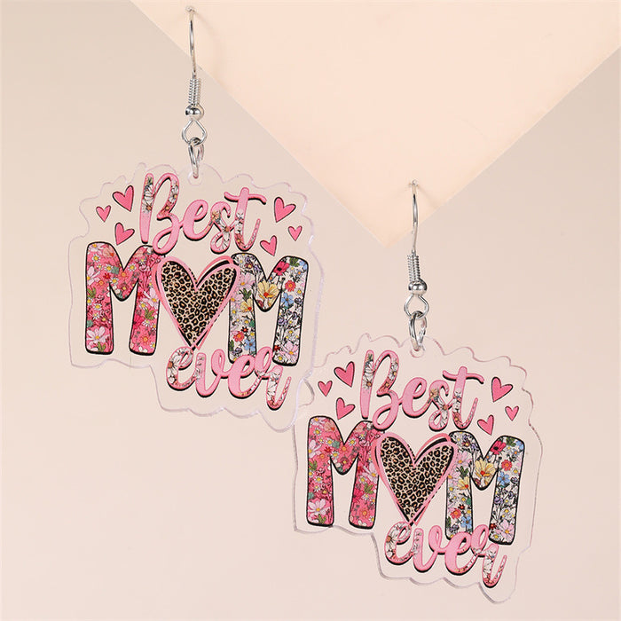 Wholesale New 2D Printed Board Flowers Mother's Day MOM Gift Earrings Women's Accessories
