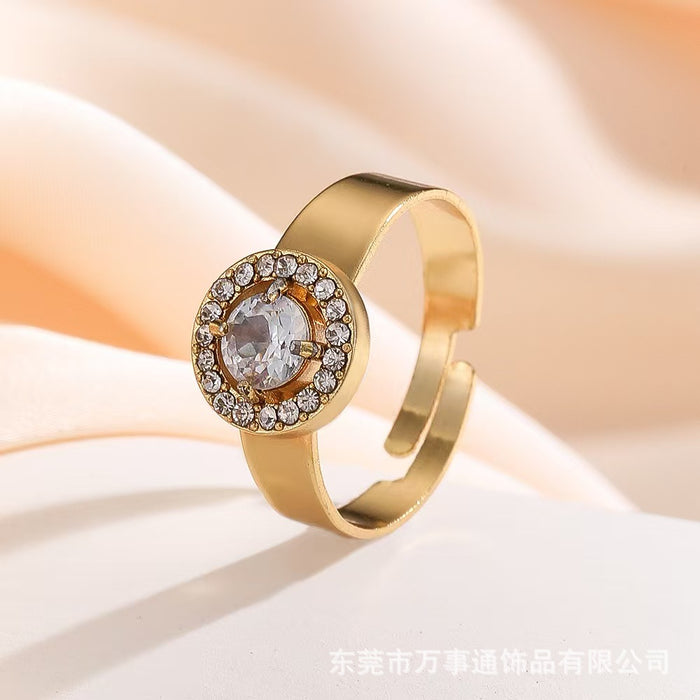 Wholesale New retro multi style zircon open ring, niche high-end, light luxury stainless steel accessory ring, couple ring