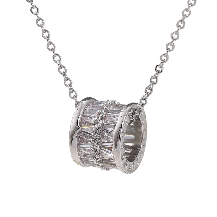 Wholesale Round Ring Full Diamond Titanium Steel Necklace JDC-NE-Minuo006