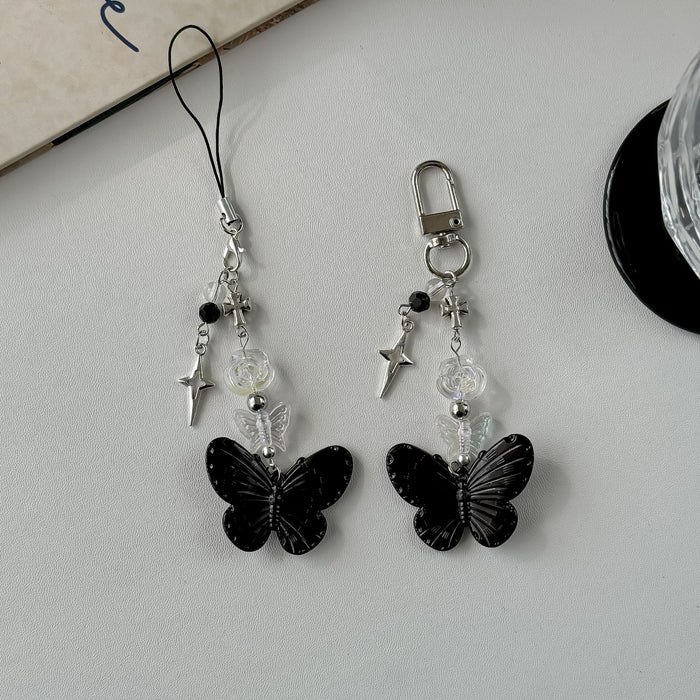Wholesale Black Butterfly Jewelry Hanger, Mobile Phone Hanger, Personalized Cross Bag Hanger, Keychain