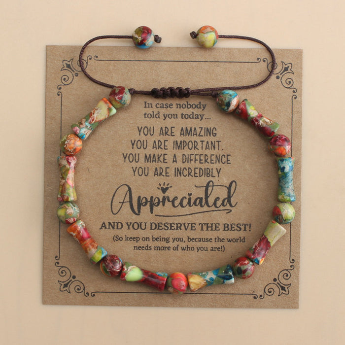 Wholesale Natural Stone Handmade Woven Bracelet with Bamboo Joint Design Unisex Jewelry MOQ≥2