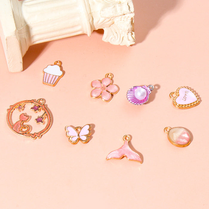 Wholesale Chic Pink Alloy Oil Drip DIY Jewelry Charms Crown Theme for Bracelet Necklace Bag Decoration