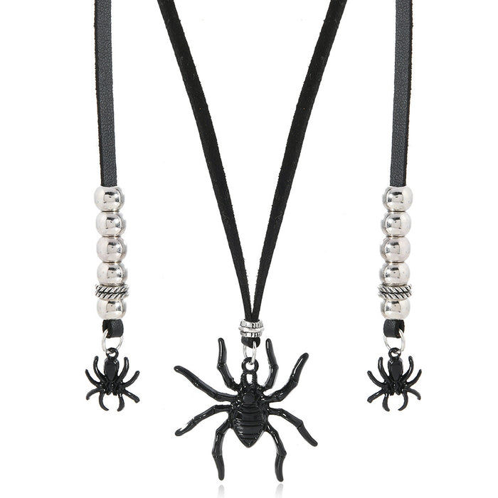 Wholesale Black Spider Pendant Women's Necklace Halloween Party Accessories Gift
