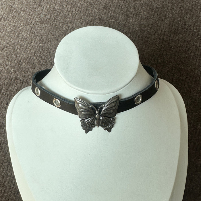 Wholesale  Retro Butterfly Punk Rock Girly Multi-Layer Leather Necklace