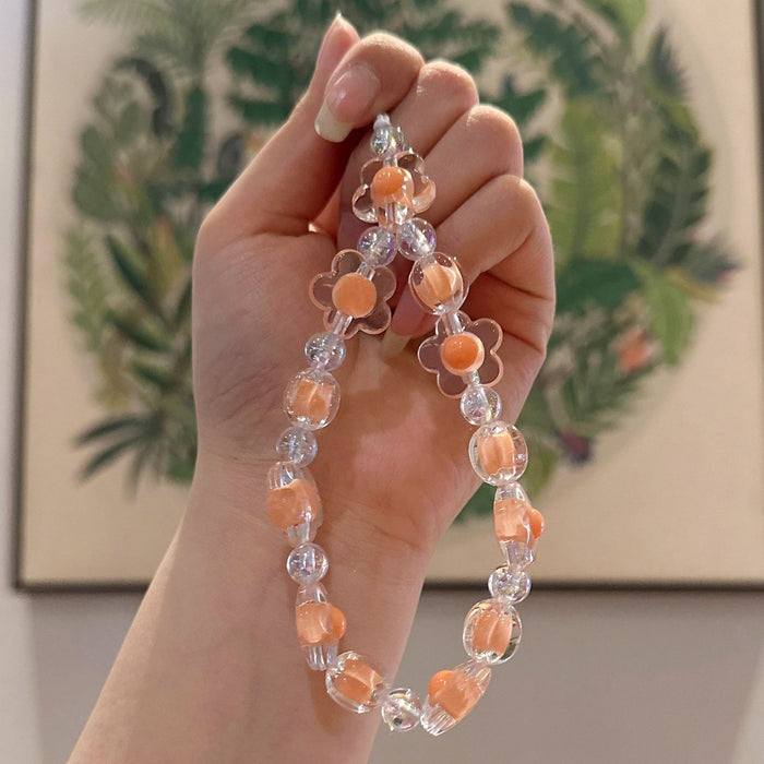 Wholesale Acrylic bead phone chain, handmade bead keychain accessories, keychain