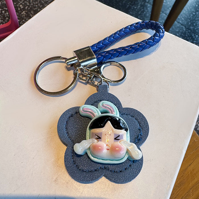 Wholesale Flower Portable Small Mirror Hanging Keychain Integrated Protective Cover