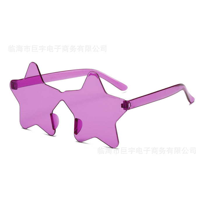 Wholesale Frameless pentagram personalized sunglasses with handmade diamond inlay