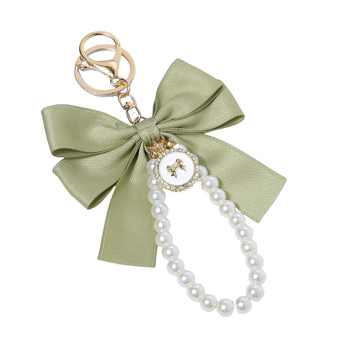 Wholesale Large Pearl Bow Keychain Pendant Ribbon Cloth Accessories Headset Bag Decoration