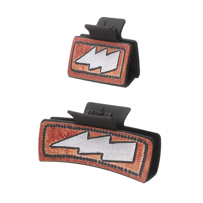 Wholesale Western Wind Lightning Pattern Leather Hairpin Combination suit Shark Clip Women' s Grab Clip