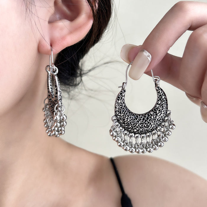 Wholesale Retro Bohemian Long Tassel Drop Earrings Heavy Industry Creative Ethnic Style Diamond-Encrusted High-End Earrings