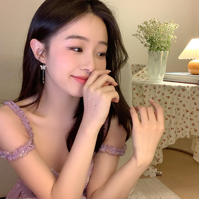 Wholesale Butterfly tassel earrings cold wind ear studs ear hook ear clip earless earrings