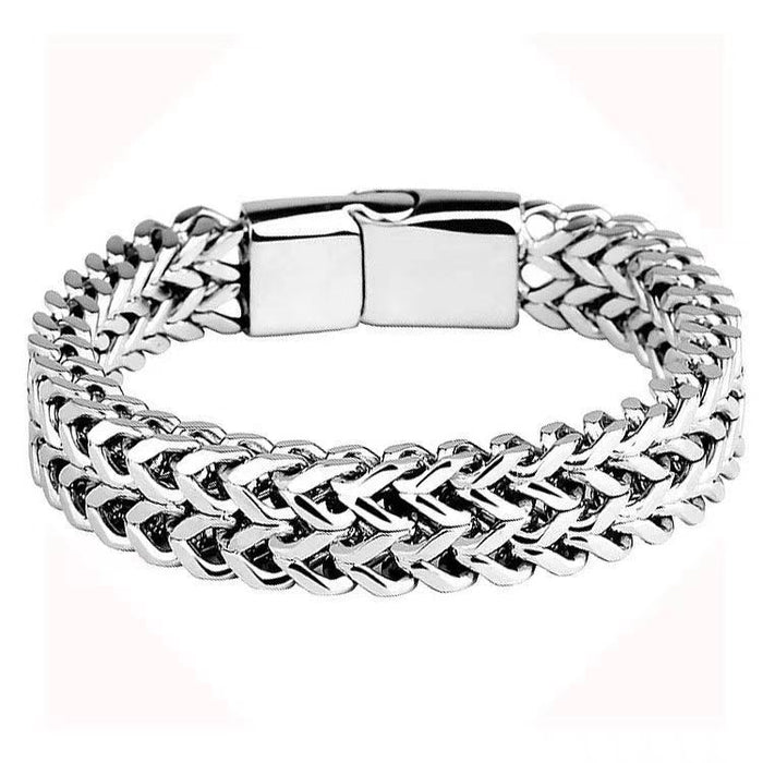 Wholesale Double layered woven bracelet made of titanium steel, rough and simple stainless steel