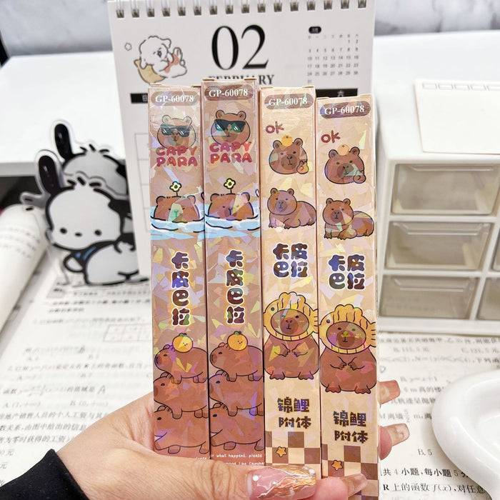 Wholesale Capybara Blind Box Press Pen Cartoon Metal Pen Clip Press Gel Pen Laser Black