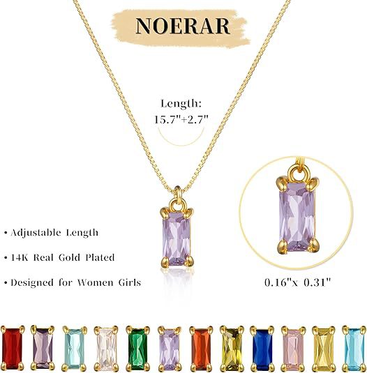 Wholesale Square Birthstone Colored Zircon Pendant Color Preserving Box Chain Necklace