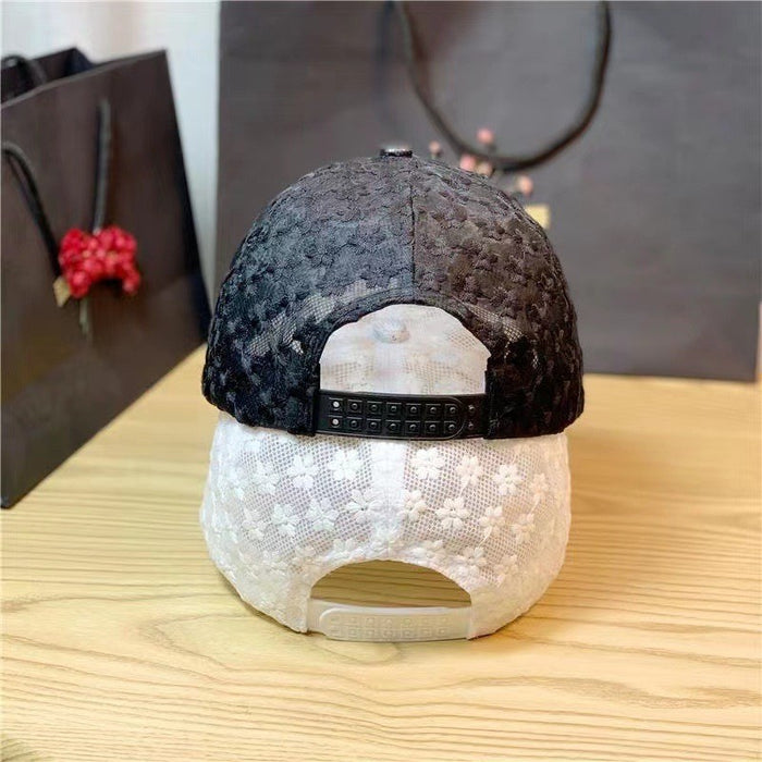 Wholesale Hat lace flower baseball cap fashionable and versatile, showing temperament, sun shading hollow duckbill cap