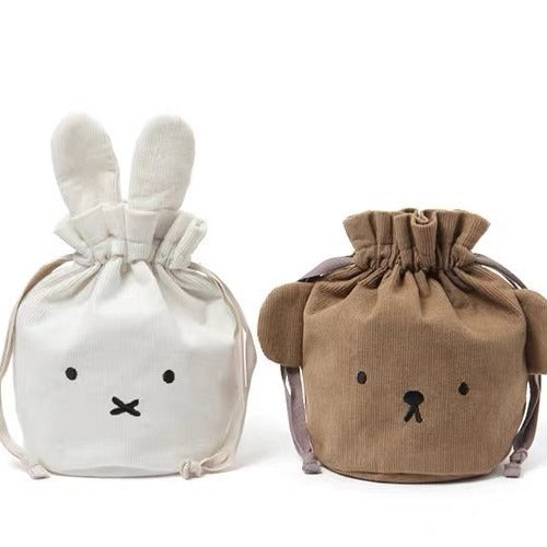 Wholesale Corduroy Bear Travel Portable Cosmetic Storage Bag Drawstring Closure Wash Bag Lightweight Compact Toiletry