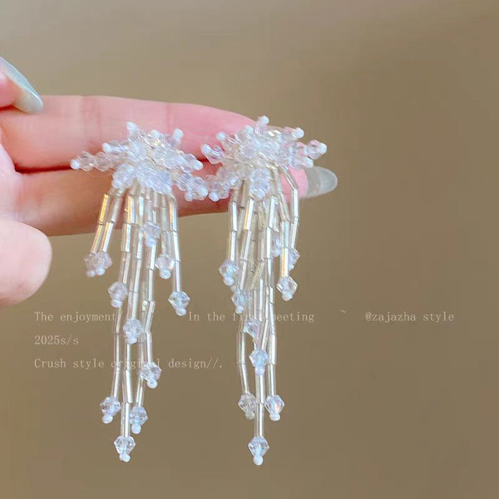 Wholesale Beaded flower tassel earrings with temperament earrings
