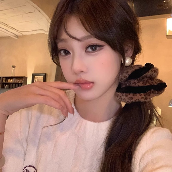 Wholesale Autumn and Winter Vintage Fluff Leopard Hair Ring Elegant Hair Accessories