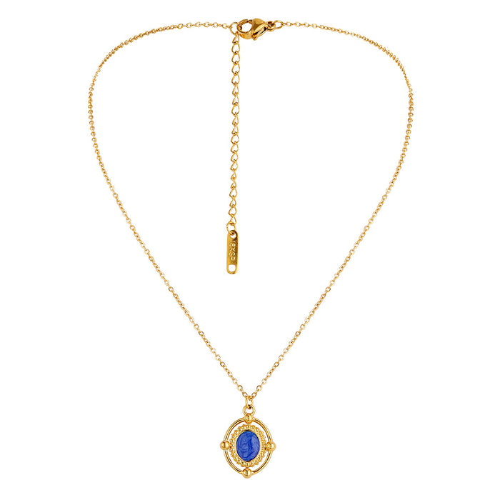 Wholesale Classic creative design stainless steel retro oval hollow oil dripping short necklace