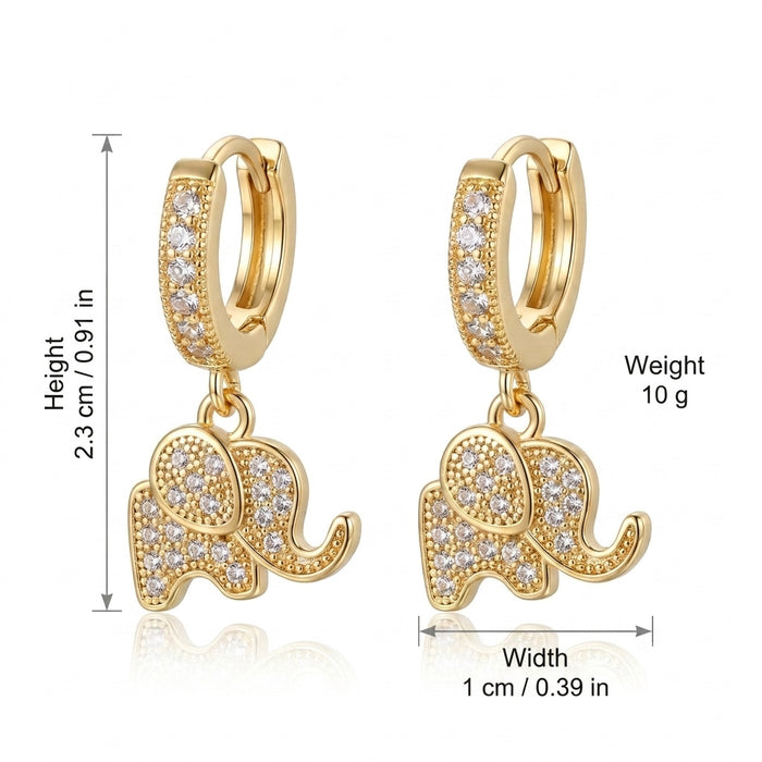 Wholesale Micro-painted zircon animal elephant earrings for women,  European and American style,  buckle style,  cable knit texture,  light luxury and high-end feel,  highly recommended.