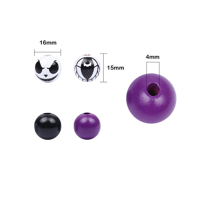 Wholesale 50PCS Halloween Colorful Witch Pumpkin Ghost Face Wooden Beads JDC-BDS-TianYue017