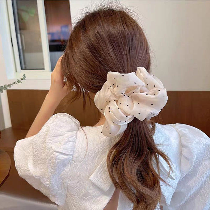 Wholesale Gentle polka dot shimmering tulle hair scrunchies