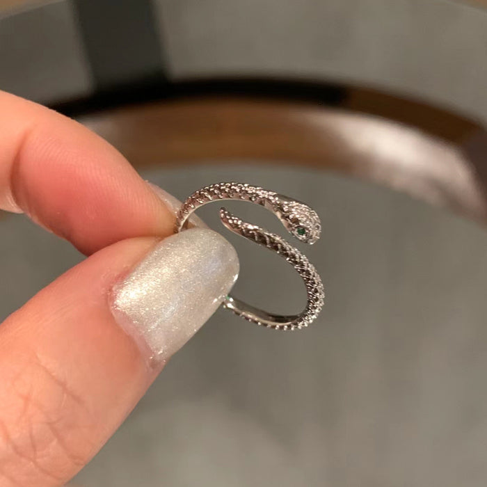 Wholesale Green-eyed snake snake ring female opening adjustable delicate ring