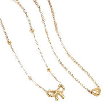 Wholesale Light luxury love bow pendant necklace, layered and stackable, high-end collarbone chain