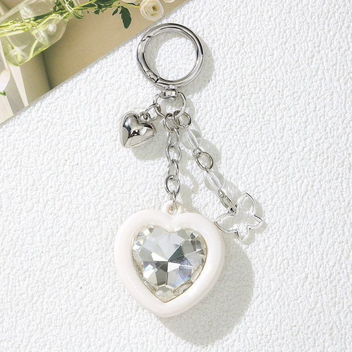 Wholesale Acrylic Butterfly Heart Car Keychain Bag Charm Pink Sweet Style  Gift Accessory MOQ≥2