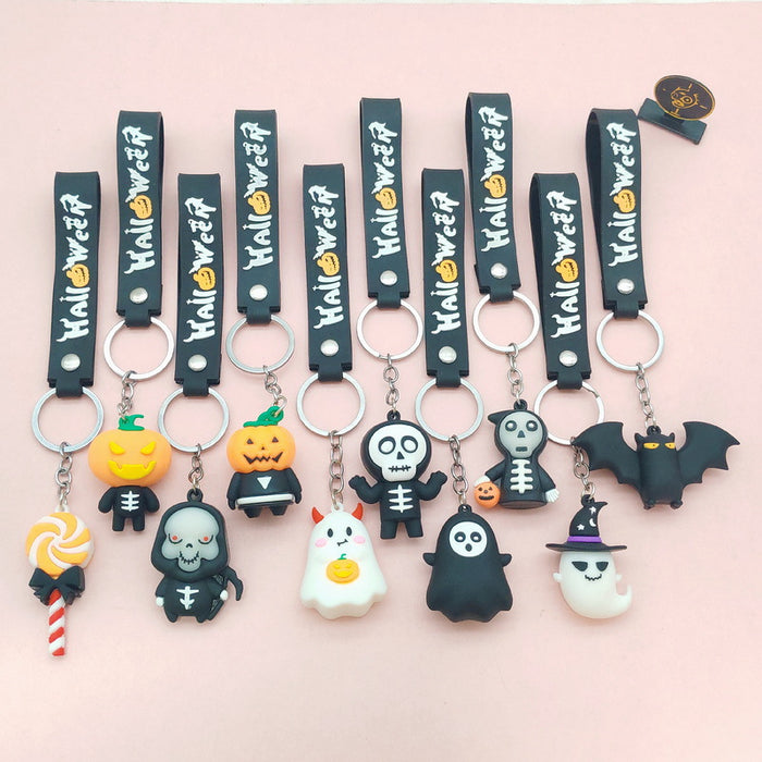 Wholesale Soft Glue Keychain Pendant - Skull Pumpkin Death Cartoon MOQ≥2