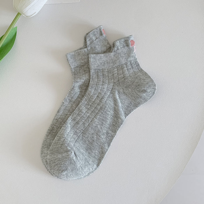 Wholesale Embroidered bow socks with heel and midsole socks
