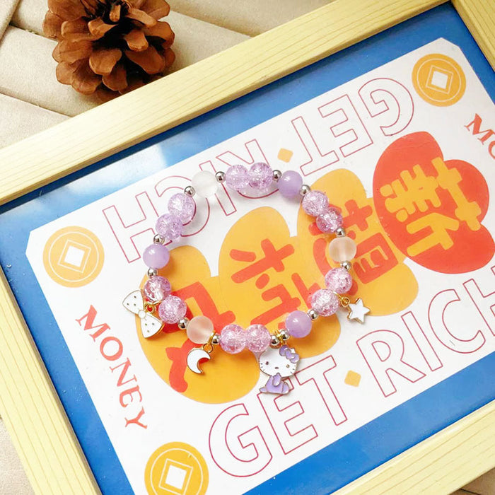 Wholesale Cat pendant flower bead bracelet niche design cute girls bracelet girlfriends gift