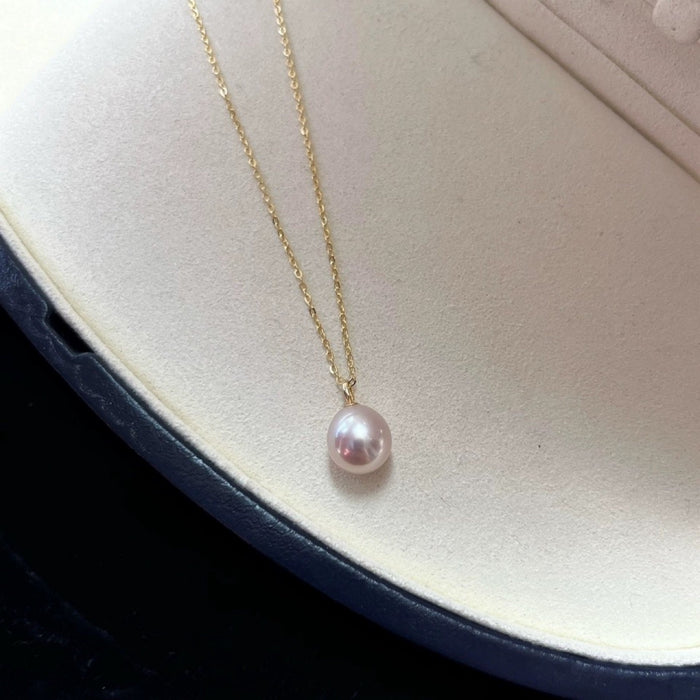 Wholesale Natural Freshwater Pearl Pendant s925 Silver Plated 18k Gold Necklace White Light