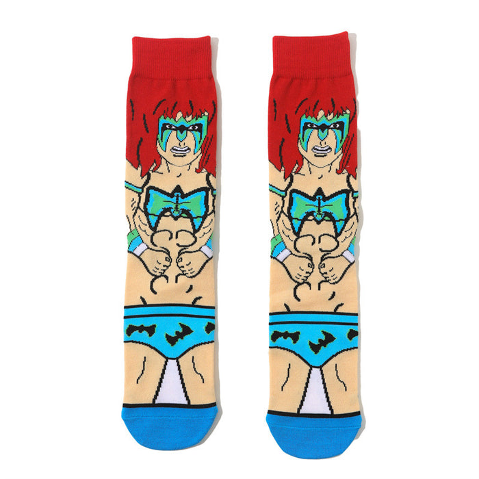 Wholesale Cartoon Men' s Sports Socks Cotton Mid-Calf Sports Socks