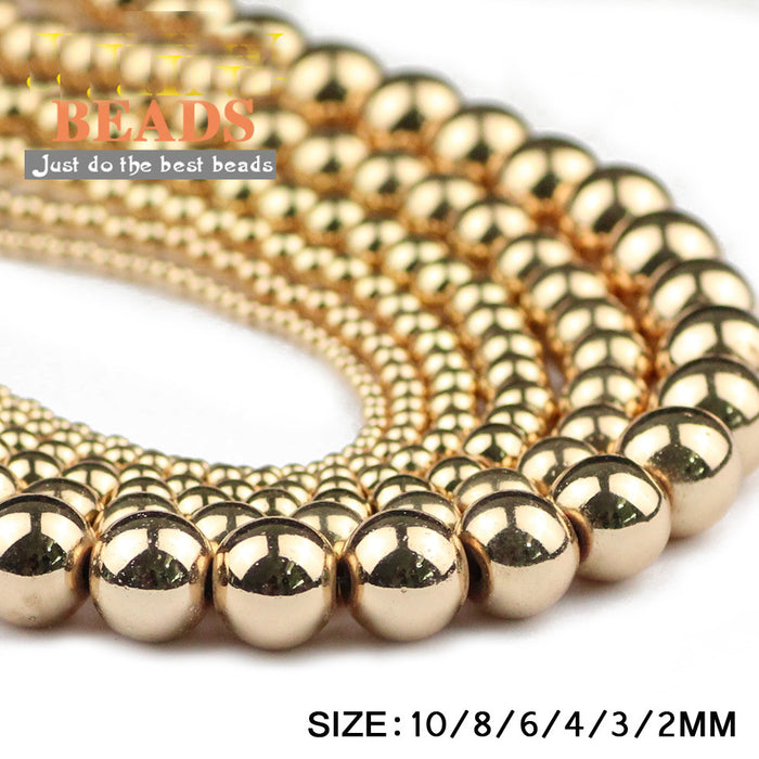 Wholesale 10pcs Round Beads 8mm DIY Bracelet with Non Fading Small Gold Beads JDC-BDS-YJ001