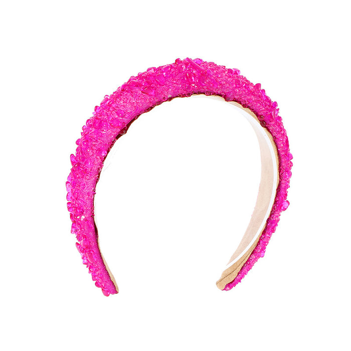 Wholesale Temperament headband women' s high-end super flash full diamond sponge daily dopamine solid color headband