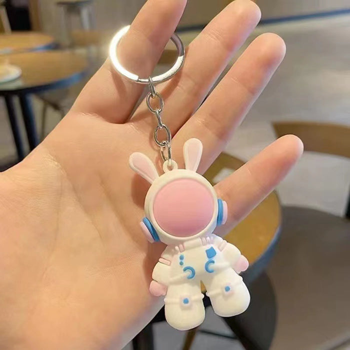 Wholesale PVC Space Rabbit Keychain 3D Doll Pendant Car Key Accessory Gift