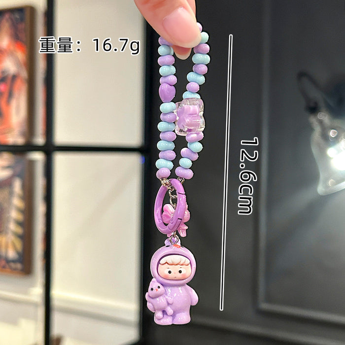 Wholesale Cartoon Doll Beaded Key Chain Cute Bag Pendant Car Decorative Chain Gift