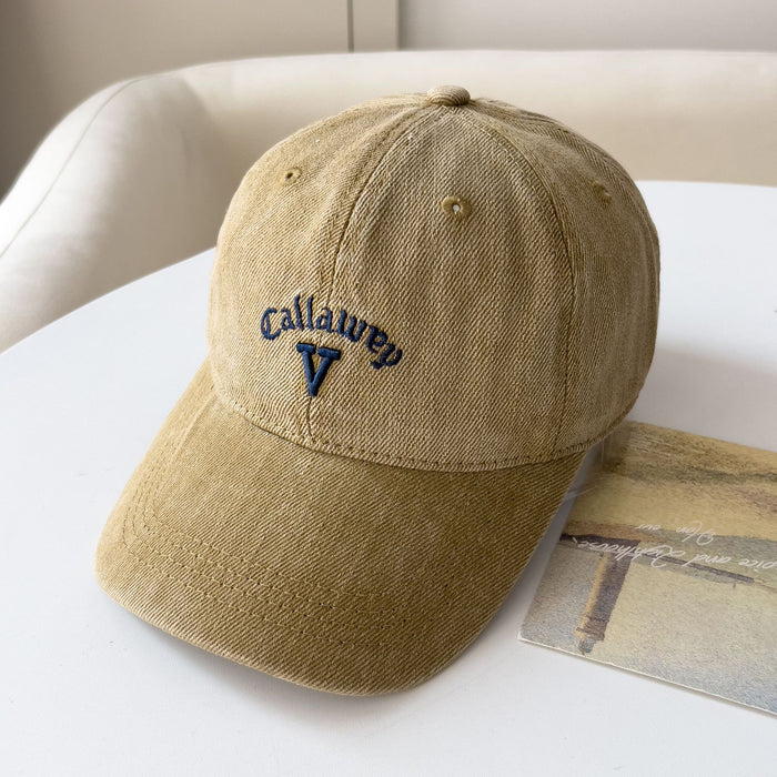 Wholesale Women's Summer New Sun Protection Hat Japanese Style Solid Color Letter Embroidery Three-Dimensional V Versatile Travel Baseball Cap Trendy