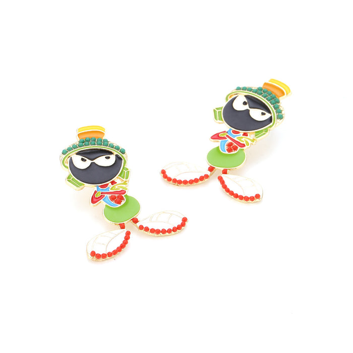 Wholesale earrings cute cartoon character earrings personalized elegant alloy drop oil inlaid rice beads earrings for women