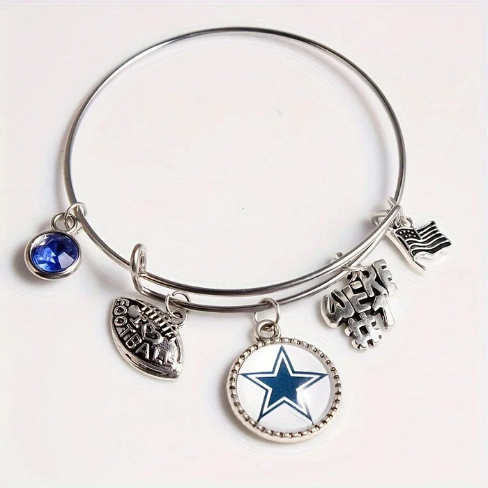 Wholesale Pittsburgh Steelers Helmet American Flag Alloy Pendant Bracelet