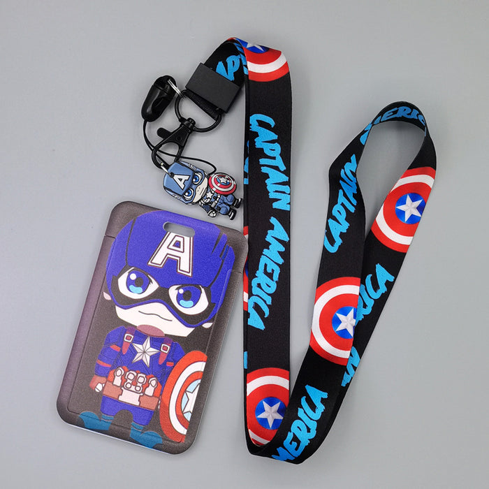 Wholesale Cartoon Superhero Bus Pass Holder With Neck Lanyard ABS Material Trendy Fashion Accessory