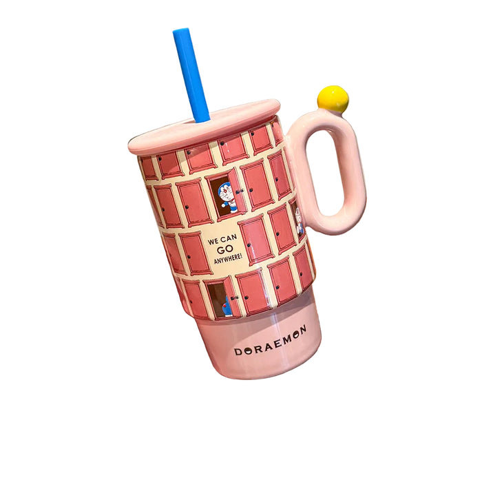 Wholesale Large-capacity ceramic water cup with straw