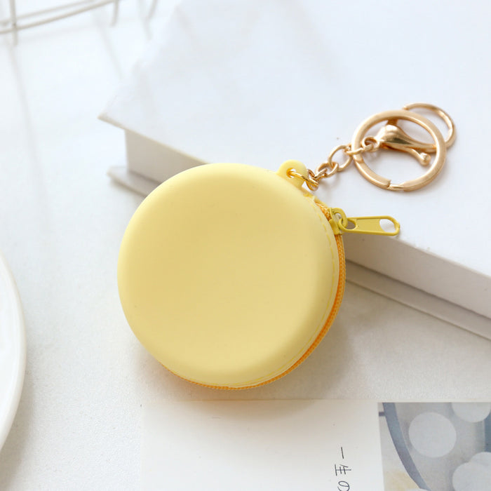 Wholesale Cartoon round silicone coin purse cute coin data cable storage bag girls bag pendant access control key bag