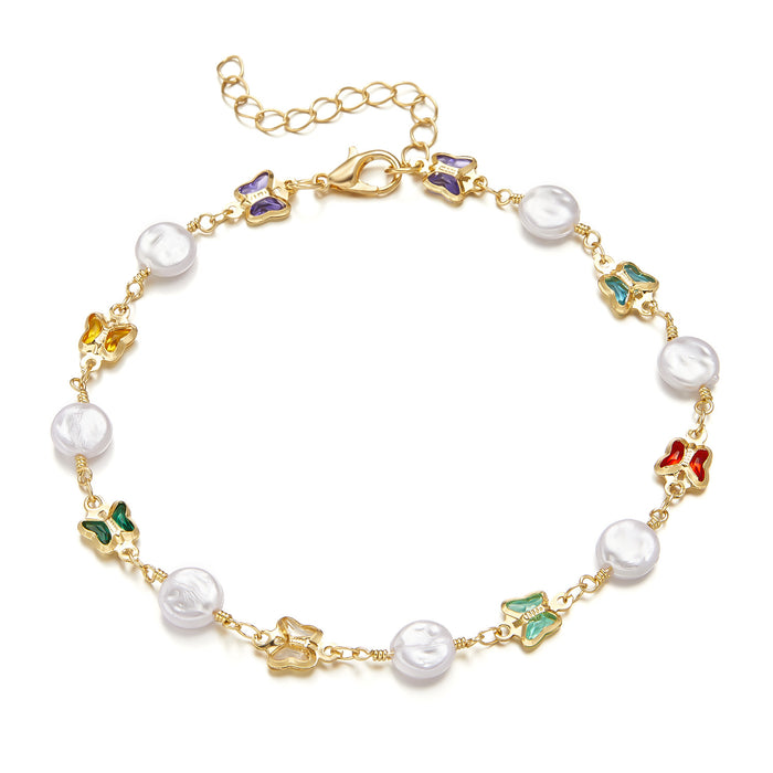 Wholesale Colored diamond heart-shaped chain bracelet